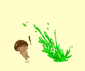 300x250 Miniscule Mushroom Bombarded - Green Algae Drawing