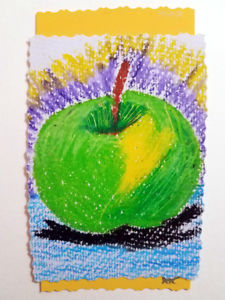 225x300 green apple mini approx x original pastel drawing mounted - Green Apple Drawing