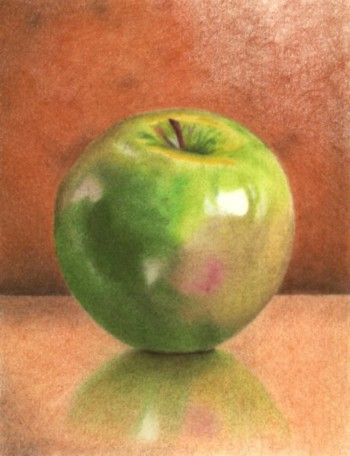 350x456 let's make a painting colored pencil green apple still life - Green Apple Drawing