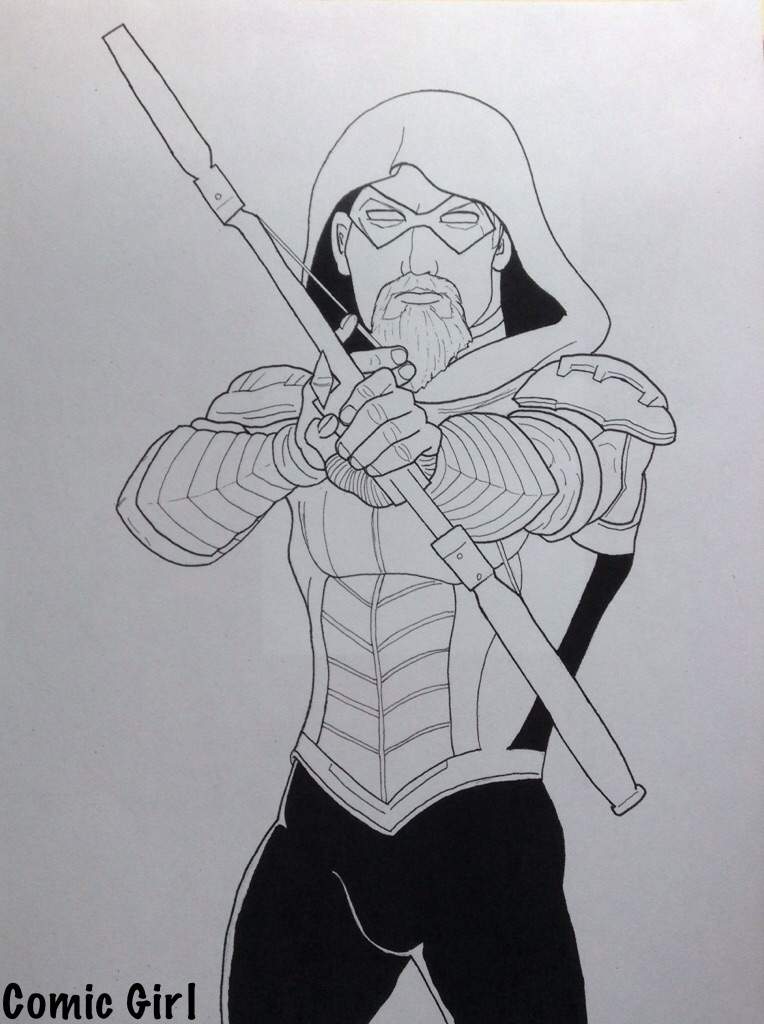 764x1024 green arrow inked drawing - Green Arrow Drawing