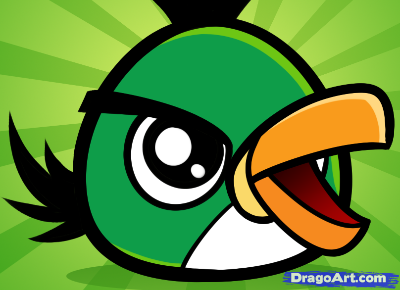 808x586 How To Draw A Chibi Green Angry Bird, Step - Green Bird Drawing