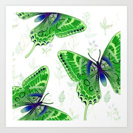 264x264 Butterfly Drawing Art Prints - Green Butterfly Drawing