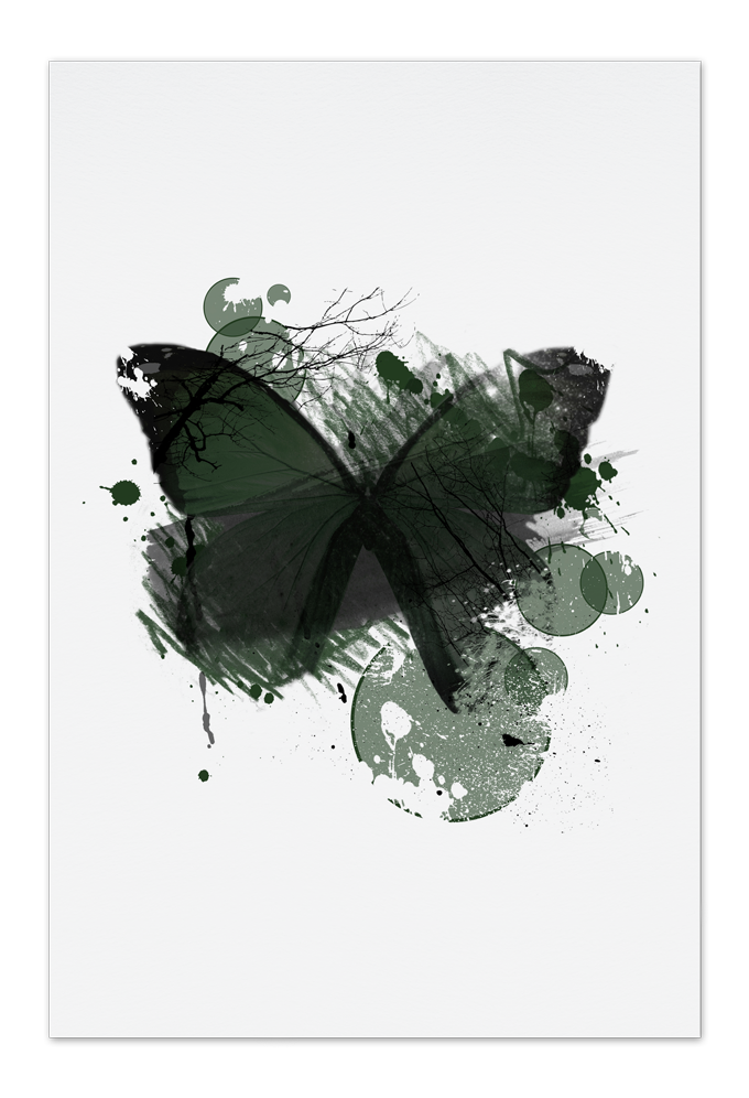 680x996 Green Butterfly Art Card - Green Butterfly Drawing