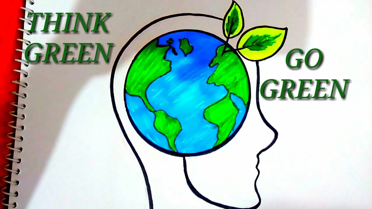 1280x720 easy and creative drawing on think green go green save earth - Green Drawing