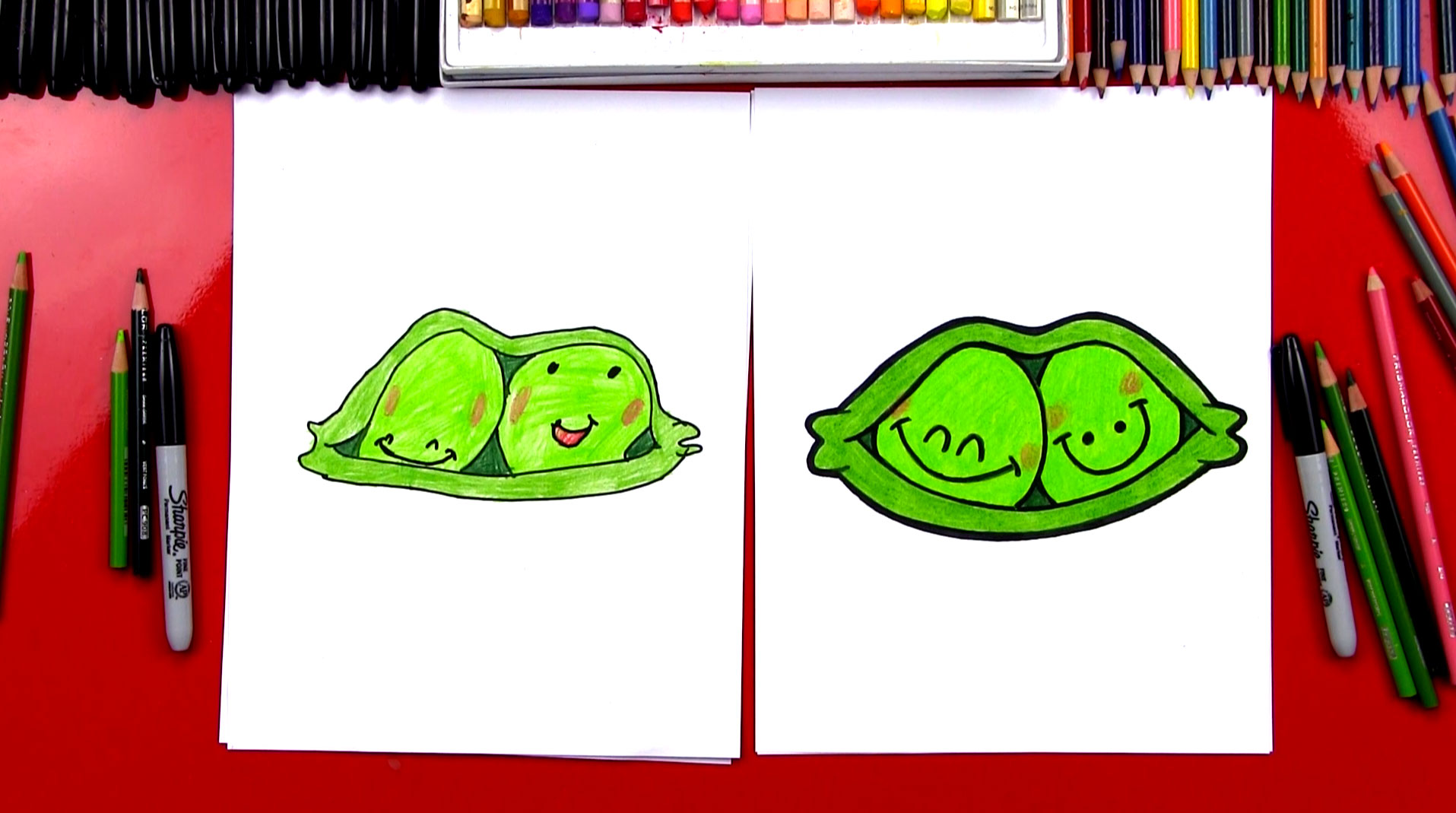 1915x1069 How To Draw Funny Peas In A Pod - Green Drawing