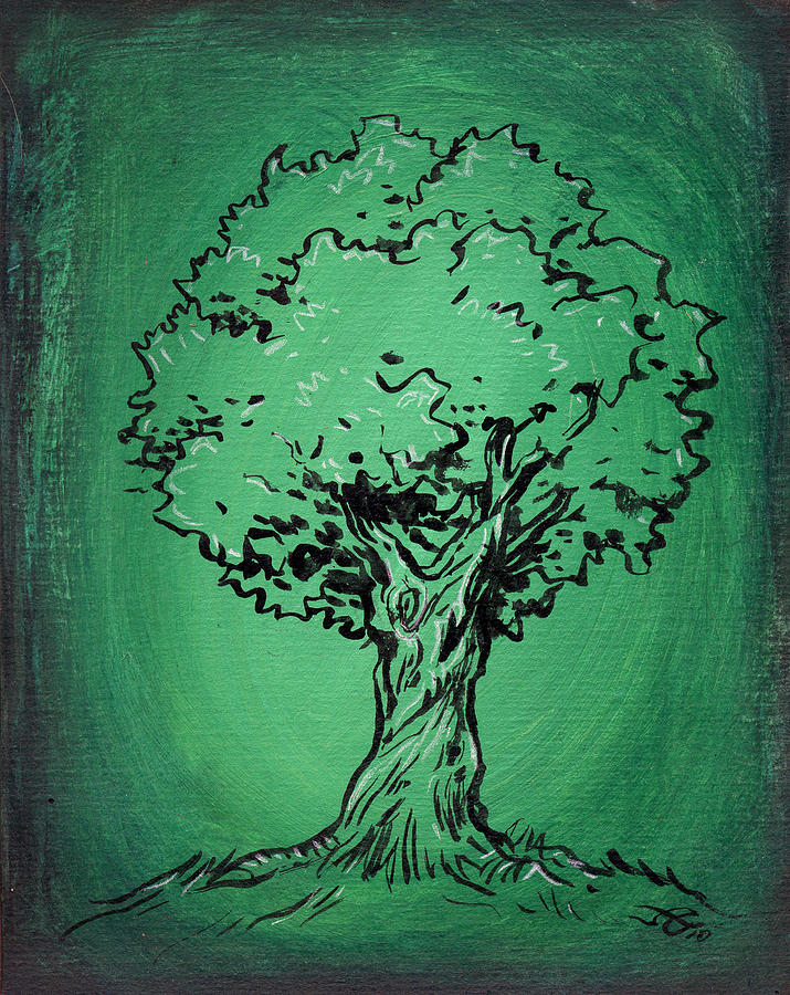 715x900 Solitary Tree In Green Drawing - Green Drawing