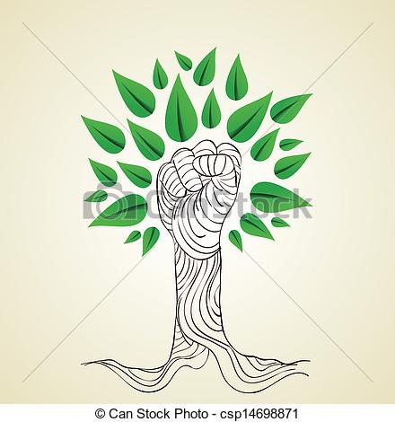 440x470 Go Green Hand Concept Tree Hand Draw Style Save The Earth Tree - Green Earth Drawing