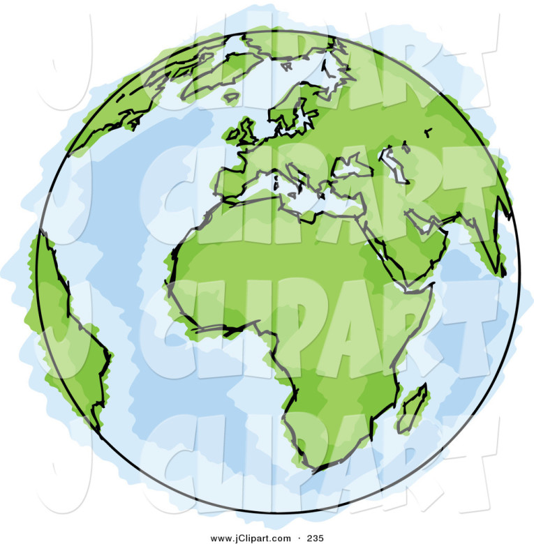 765x780 Vector Clip Art Of A Drawing Of Planet Earth With Large Green - Green Earth Drawing