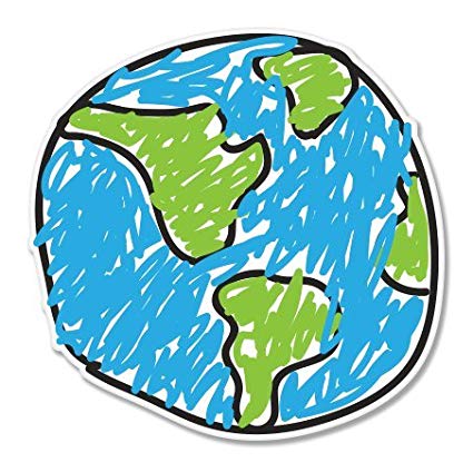 425x424 Earth Drawing Design Vinyl Sticker - Green Earth Drawing