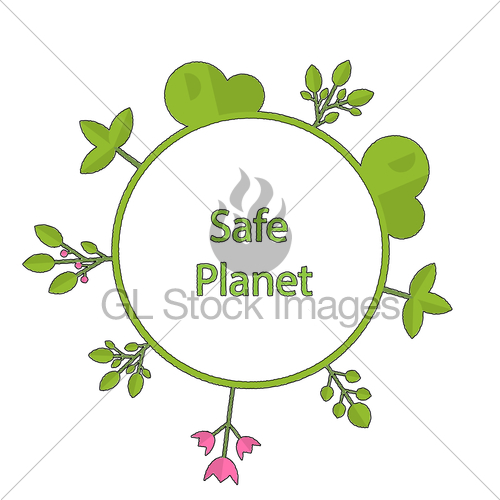 500x500 Drawing Doodle Frame In Form Circle Green Earth On Surfac Gl - Green Earth Drawing