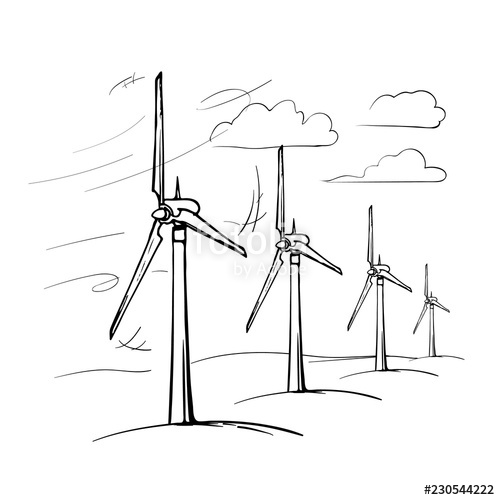 500x500 Wind Farm Is A Series Of Wind Generators Set In The Area - Green Energy Drawing