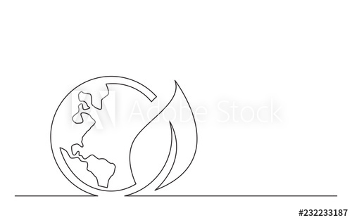 500x313 Continuous Line Concept Sketch Drawing Of Green Energy Planet - Green Energy Drawing