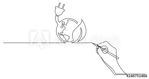 500x264 Hand Drawing Business Concept Sketch Of Of Green Energy Planet - Green Energy Drawing