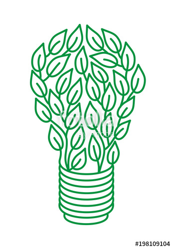 347x500 bulb of green leaves on a white background green energy earth - Green Energy Drawing