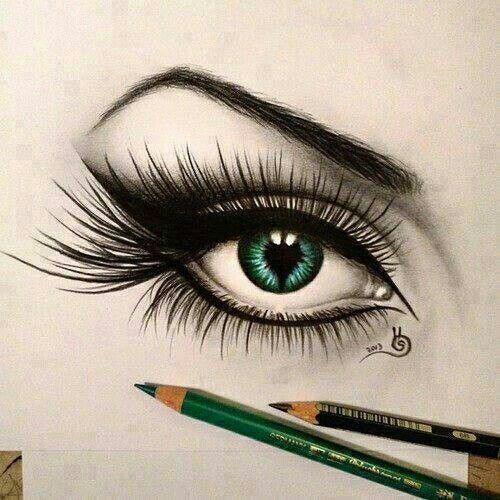 500x500 Green Eye Drawing Make Up Drawings, Art, Eye Art - Green Eyes Drawing