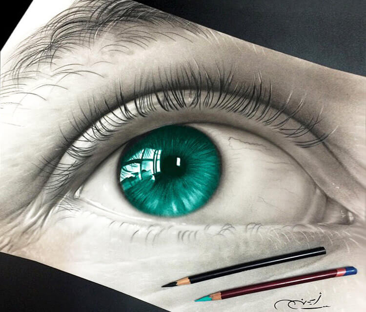 750x640 Green Eye Drawing - Green Eyes Drawing