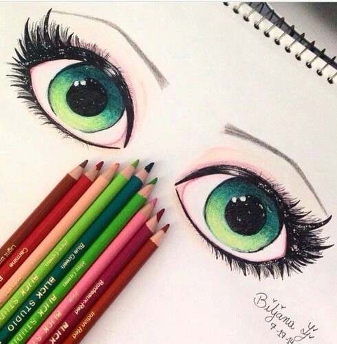 490x500 Green Uploaded - Green Eyes Drawing