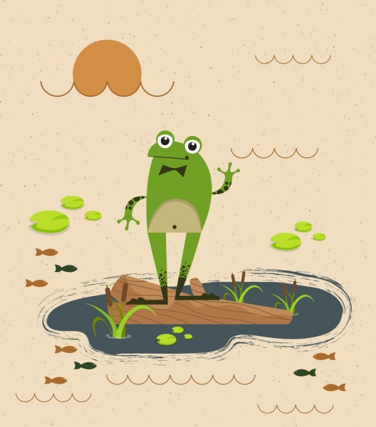 528x600 Wildlife Drawing Green Frog Icons Stylized Cartoon Design Free - Green Frog Drawing