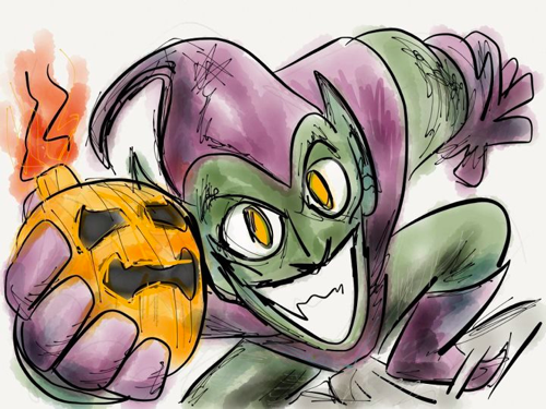 500x375 paper drawings green goblin, iron man yjsoon - Green Goblin Drawing