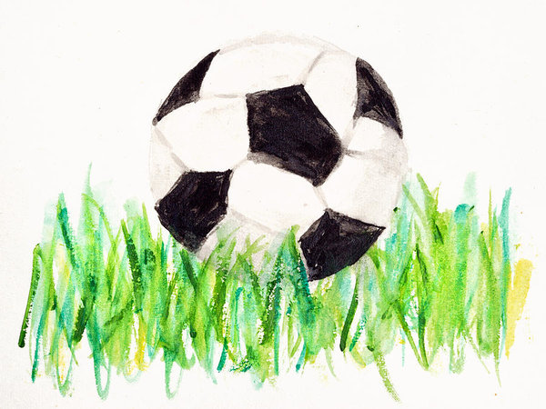 600x450 A Drawing Of A Football - Green Grass Drawing