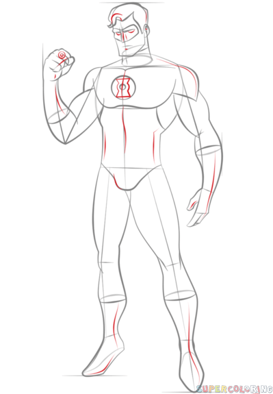 399x575 how to draw green lantern step - Green Lantern Drawing