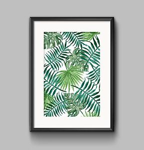 287x300 palm leaf drawing print or wall art home decor green leaves - Green Leaf Drawing