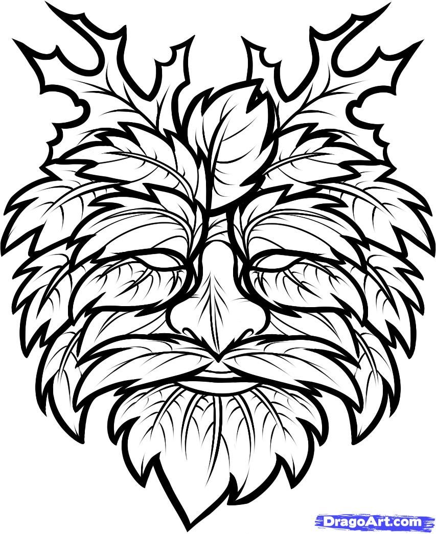 853x1045 greenman how to draw the green man, green man step patterns - Green Man Drawing