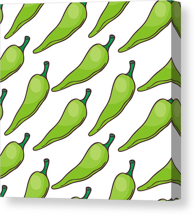 678x750 Green Pepper Pattern Canvas Print Canvas Art - Green Pepper Drawing