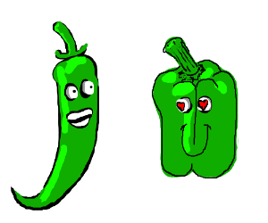 300x250 green pepper loves chili pepper drawing - Green Pepper Drawing