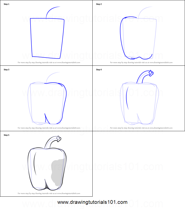 751x846 How To Draw A Green Pepper Printable Step - Green Pepper Drawing