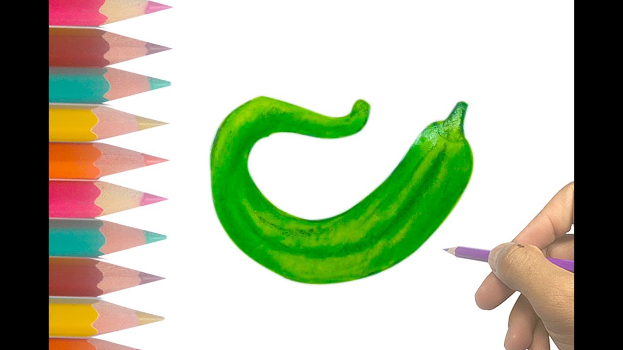 1280x720 How To Draw Green Bell Pepper Vegetables Drawing Hd - Green Pepper Drawing