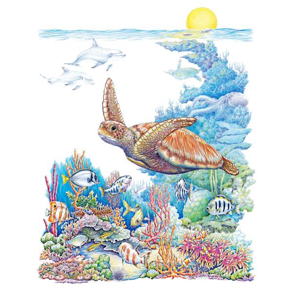 600x600 Green Sea Turtle Sweatshirt Wildlife Drawings - Green Sea Turtle Drawing