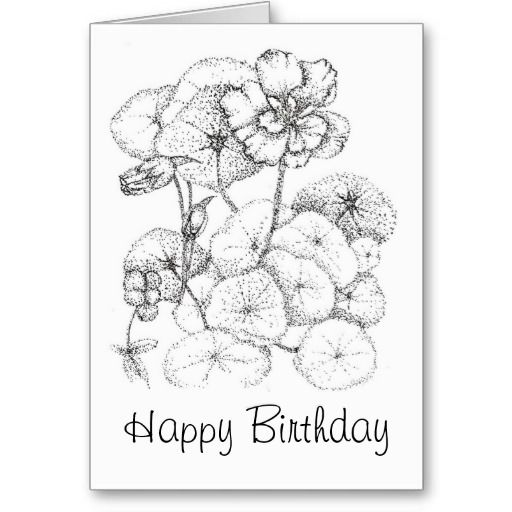 512x512 Happy Birthday Nasturtium Flower Drawing Art Card - Greeting Drawing