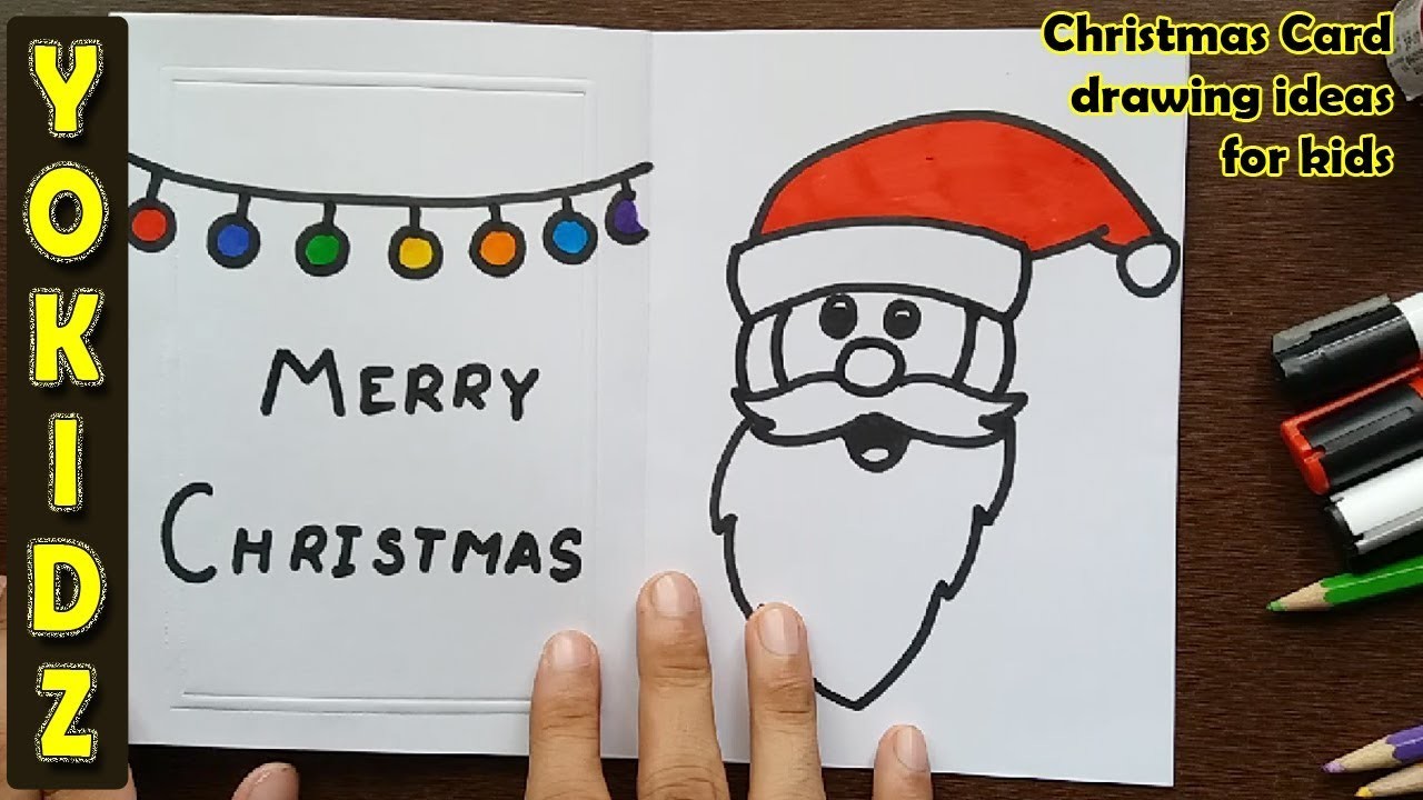 1280x720 how to draw santa claus greeting card, christmas card drawing - Greeting Drawing