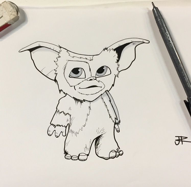 748x730 Day Wet We Decided To Draw Gizmo From The Gremlins Art - Gremlin Drawing