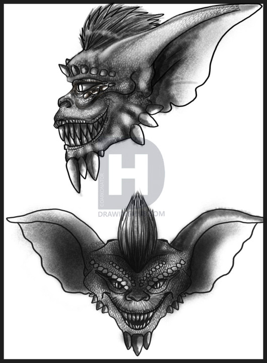 530x720 How To Draw Gremlins, Stripe, Step - Gremlin Drawing