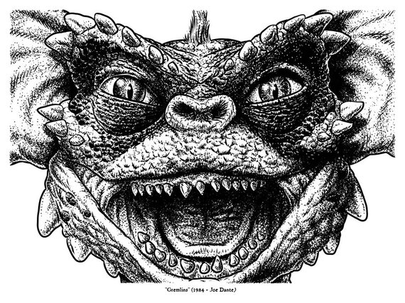 570x427 Berhart Portrait Of A Gremlin Fantastic Film Etsy - Gremlin Drawing