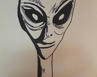 340x270 grey alien etsy - Grey Alien Drawing