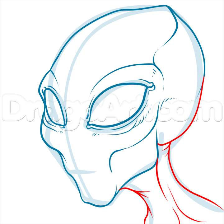 720x720 How To Draw A Gray Alien, The Grays, Step - Grey Alien Drawing