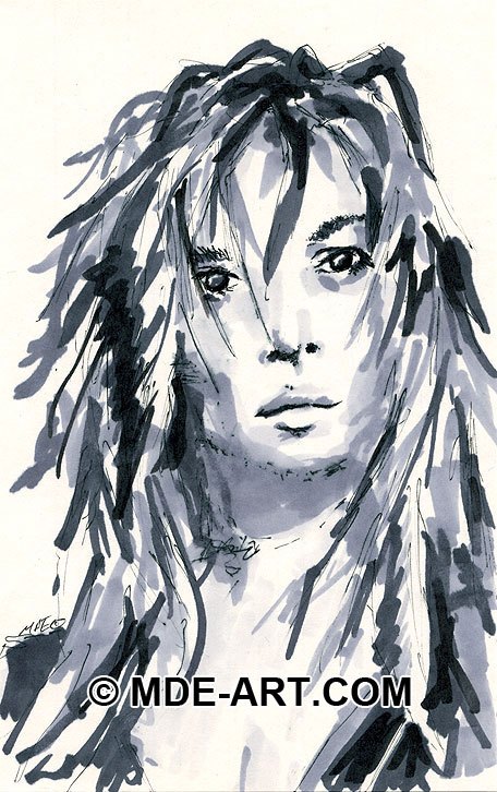 456x726 Marker Drawings, Female Portrait Sketches - Grey Drawings