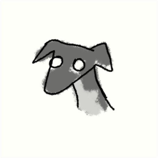 550x550 cute anxious italian greyhound dog doodle art prints - Greyhound Line Drawing