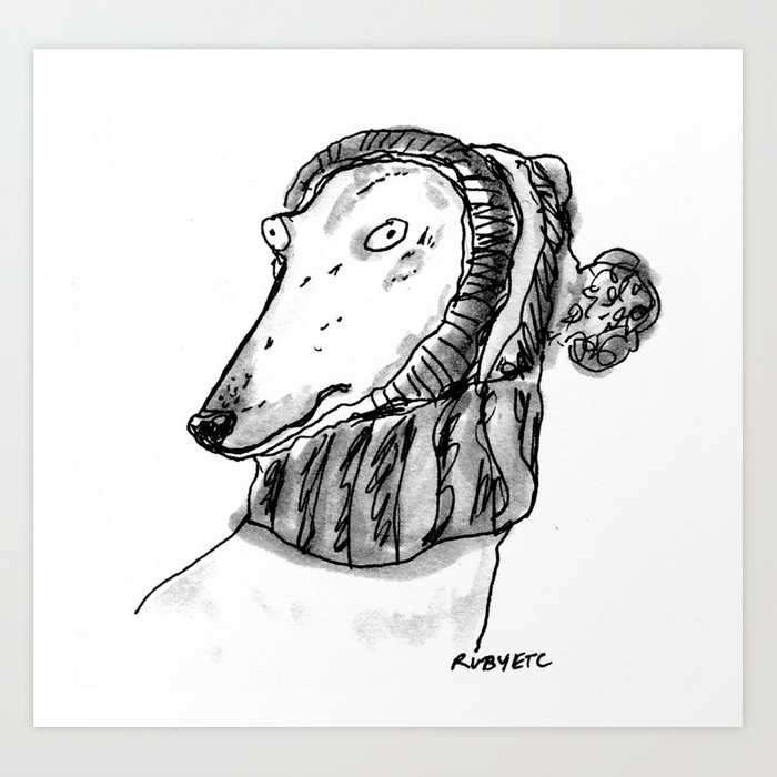 700x700 winter greyhound art print - Greyhound Line Drawing
