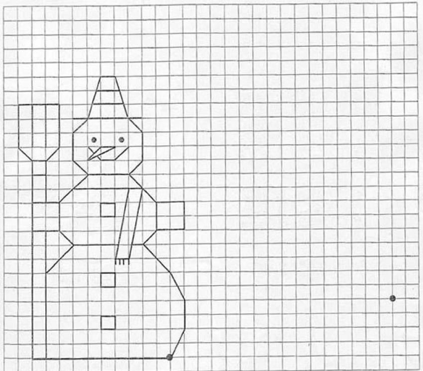 850x744 How To Draw Snowman - Grid Paper Drawings