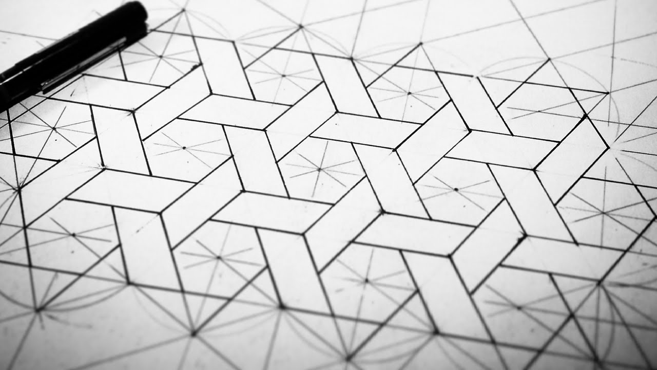 1280x720 Hexagons Weaved - Grid Pattern Drawing