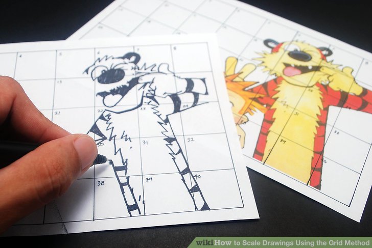 728x487 How To Scale Drawings Using The Grid Method Steps - Grid System Drawing