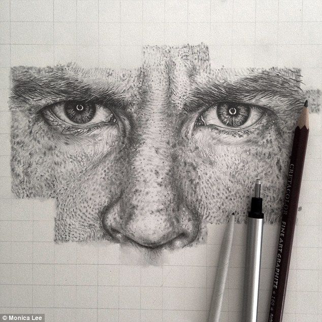 634x633 Artist's Exquisite Photorealistic Portraits Using Pencils And Q - Grid System Drawing