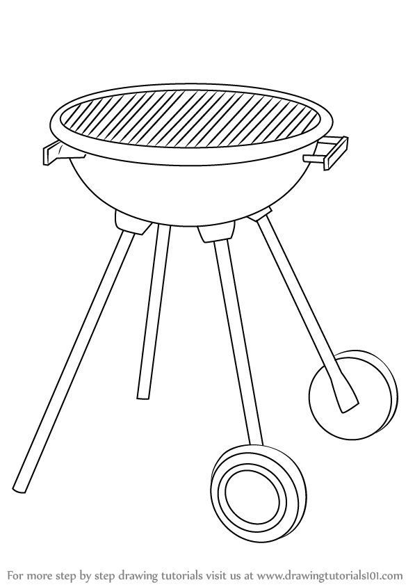 597x844 Learn How To Draw A Bbq Grill - Grill Drawing