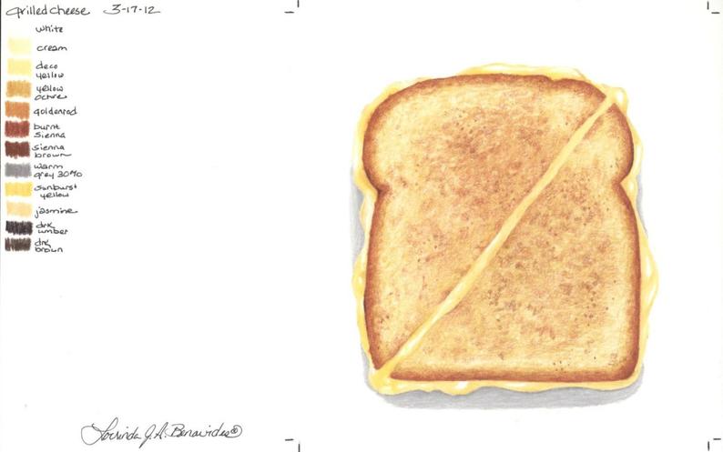 794x497 grilled cheese sandwich photo realistic art illustration etsy - Grilled Cheese Drawing