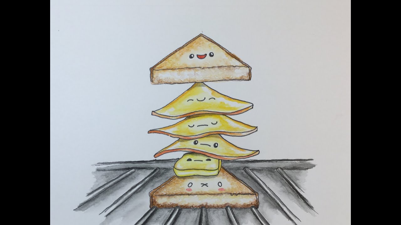 1280x720 how to draw kawaii grilled cheese sandwich - Grilled Cheese Drawing