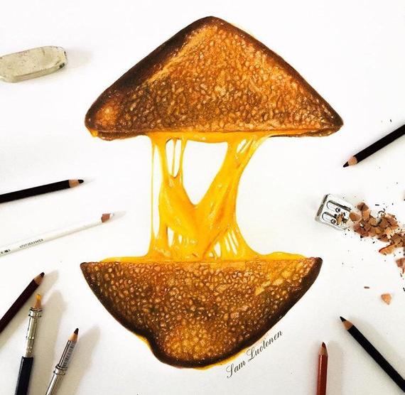 570x556 Sale Original Grilled Cheese Drawing Etsy - Grilled Cheese Drawing